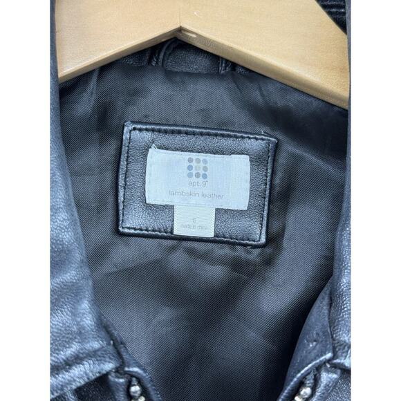 Vintage Retro 90’s Style Apt 9 Lambskin Leather Black Zip Up Jacket Womens Small - Picture 2 of 9
